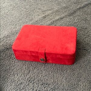 Red Suede or suede-like Jewelry Box